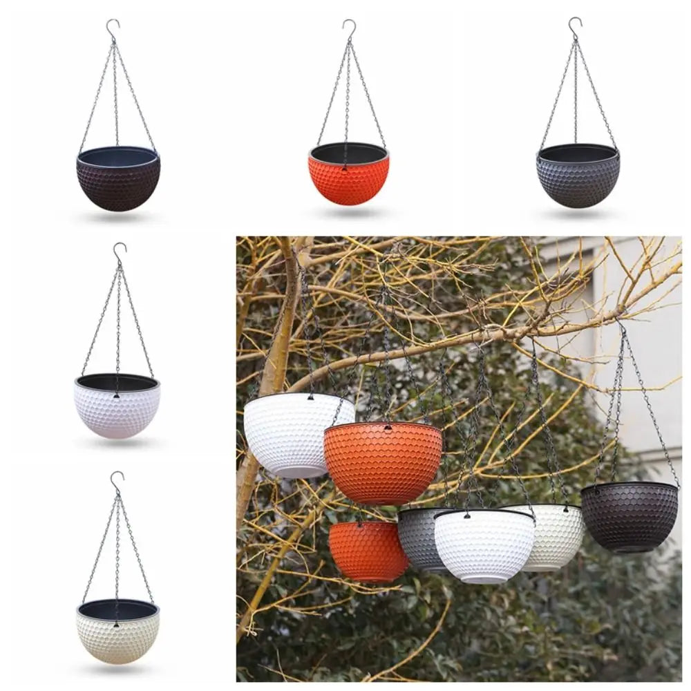 Honeycomb Hanging Flower Pot | Self-Watering with Drainer & Chain