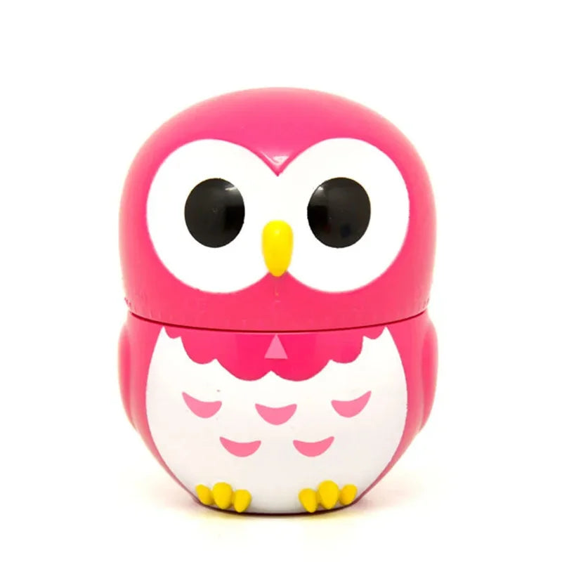 Cartoon Owl Timer Kitchen Cooking Oven Mechanical Timer Easy Operate Baking Helper Home Decoration for Children and Adults Peaceful Pleasures Health and Wellness Red