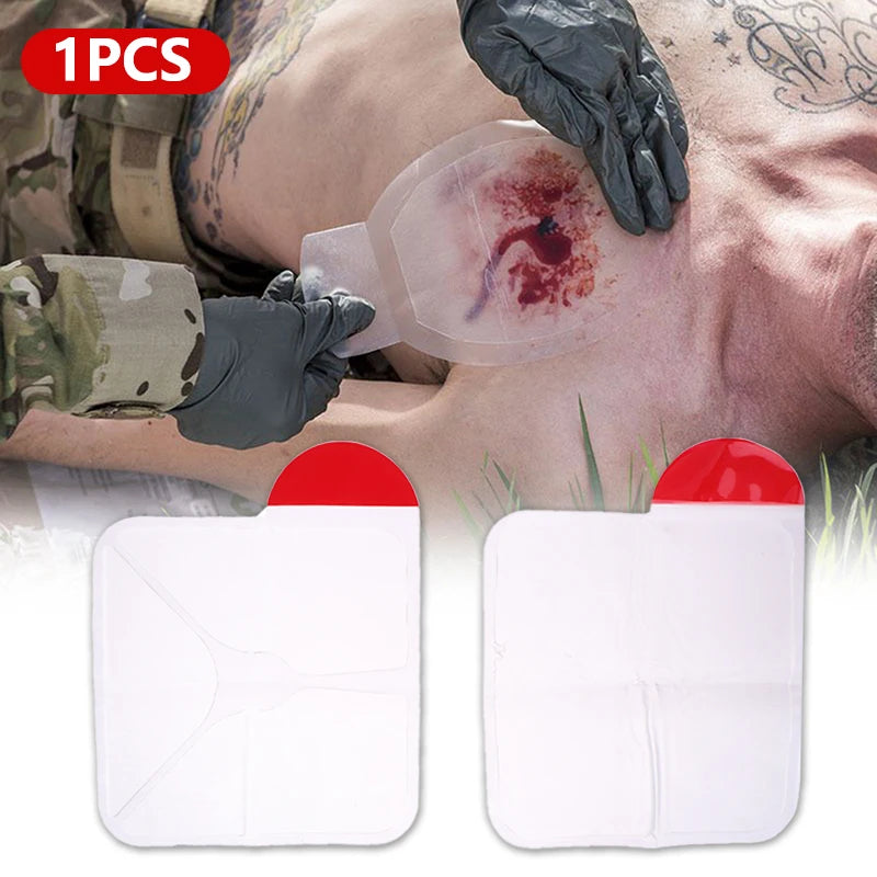 Vented Chest Seal Dressing Trauma First Aid Kit Emergency Rescue Bandage Outdoor Medical Tool Square Wound Care Peaceful Pleasures Health and Wellness