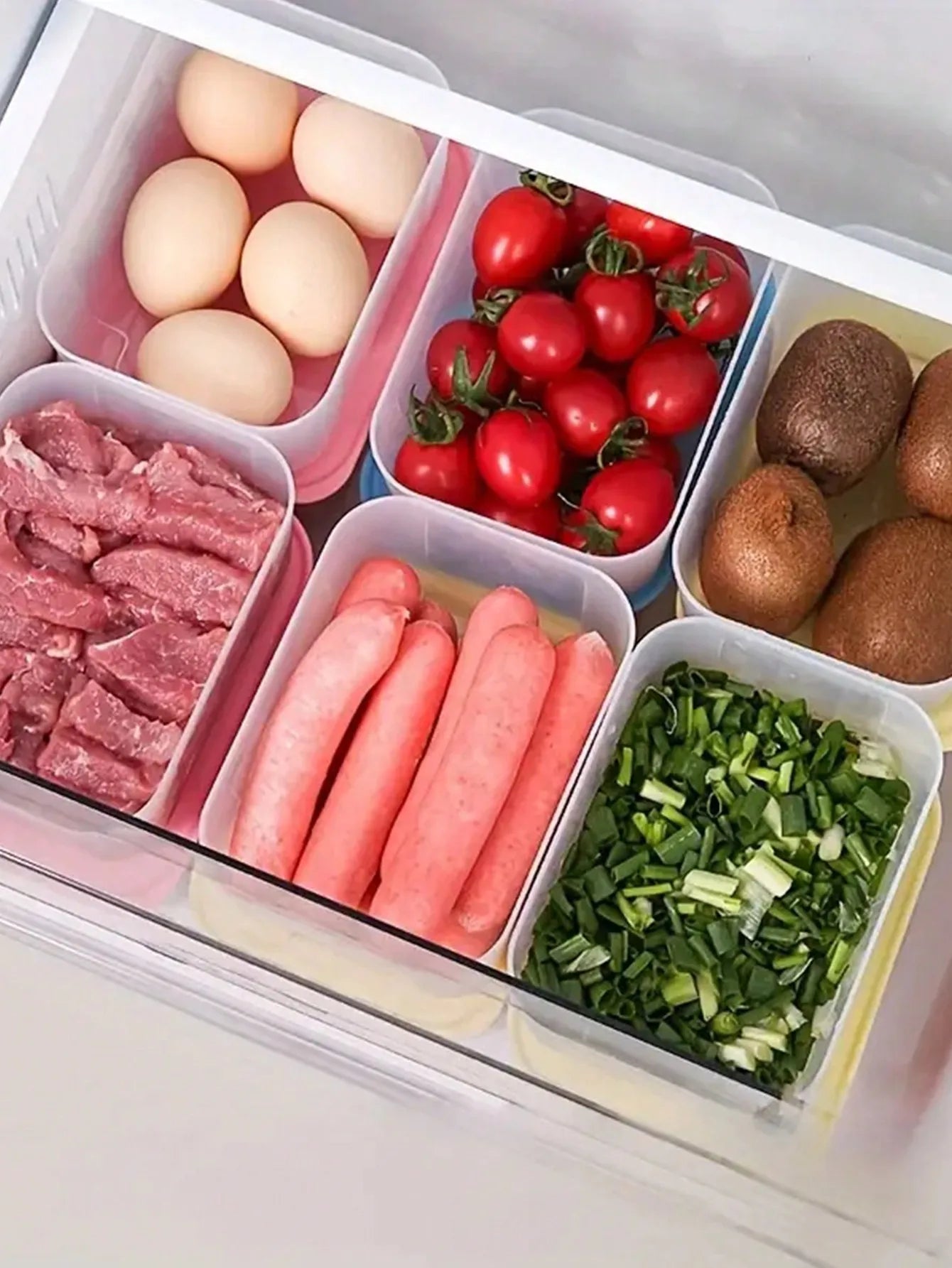 1pc-4pcs Reusable Transparent Fridge Storage Box for Fruits Vegetables Meat Eggs Kitchen Container kitchen storage container Peaceful Pleasures Health and Wellness