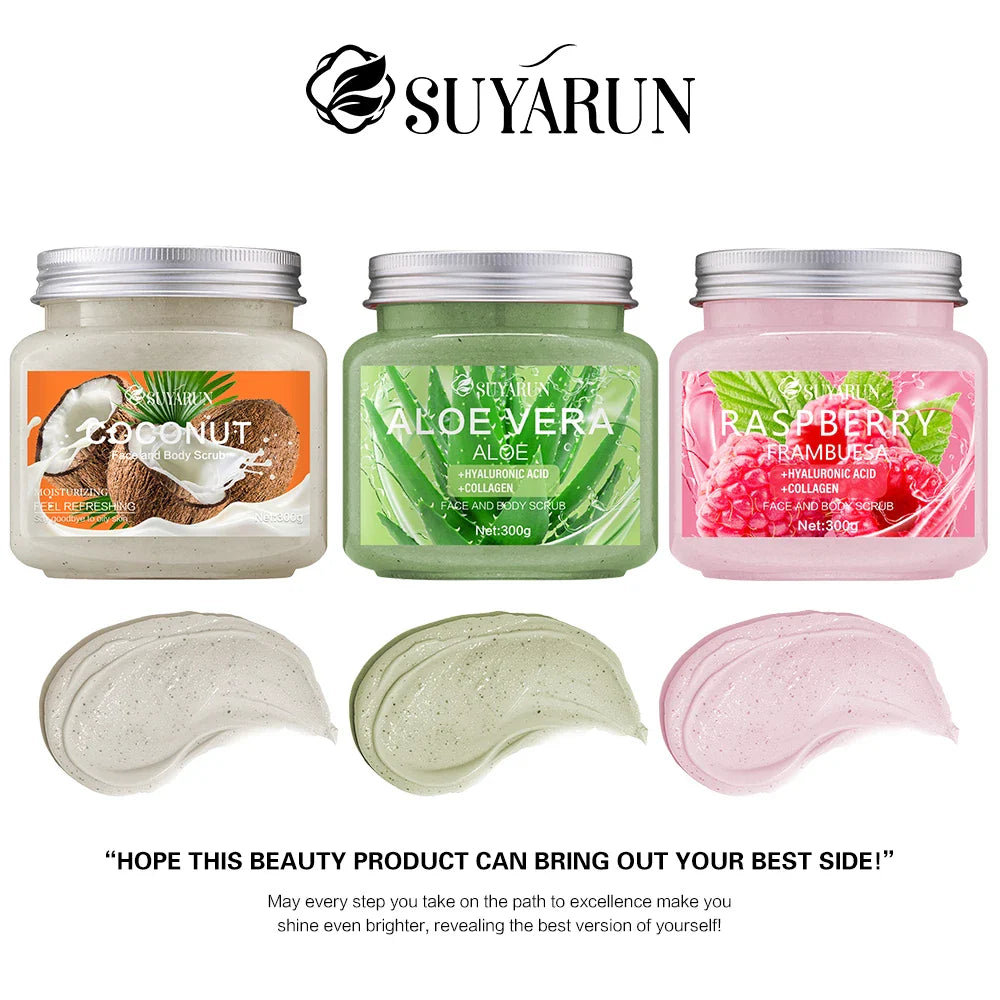 SUYARUN Natural Exfoliating Body Scrub – Raspberry, Aloe, Coconut