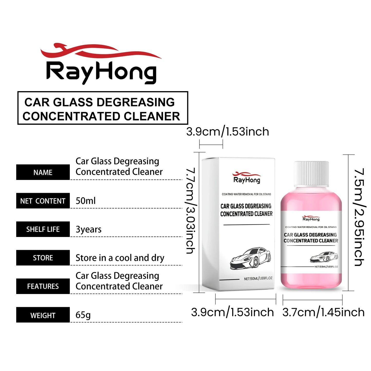 Rayhong 50ml Car Windshield Oil Film Remover & Glass Cleaner