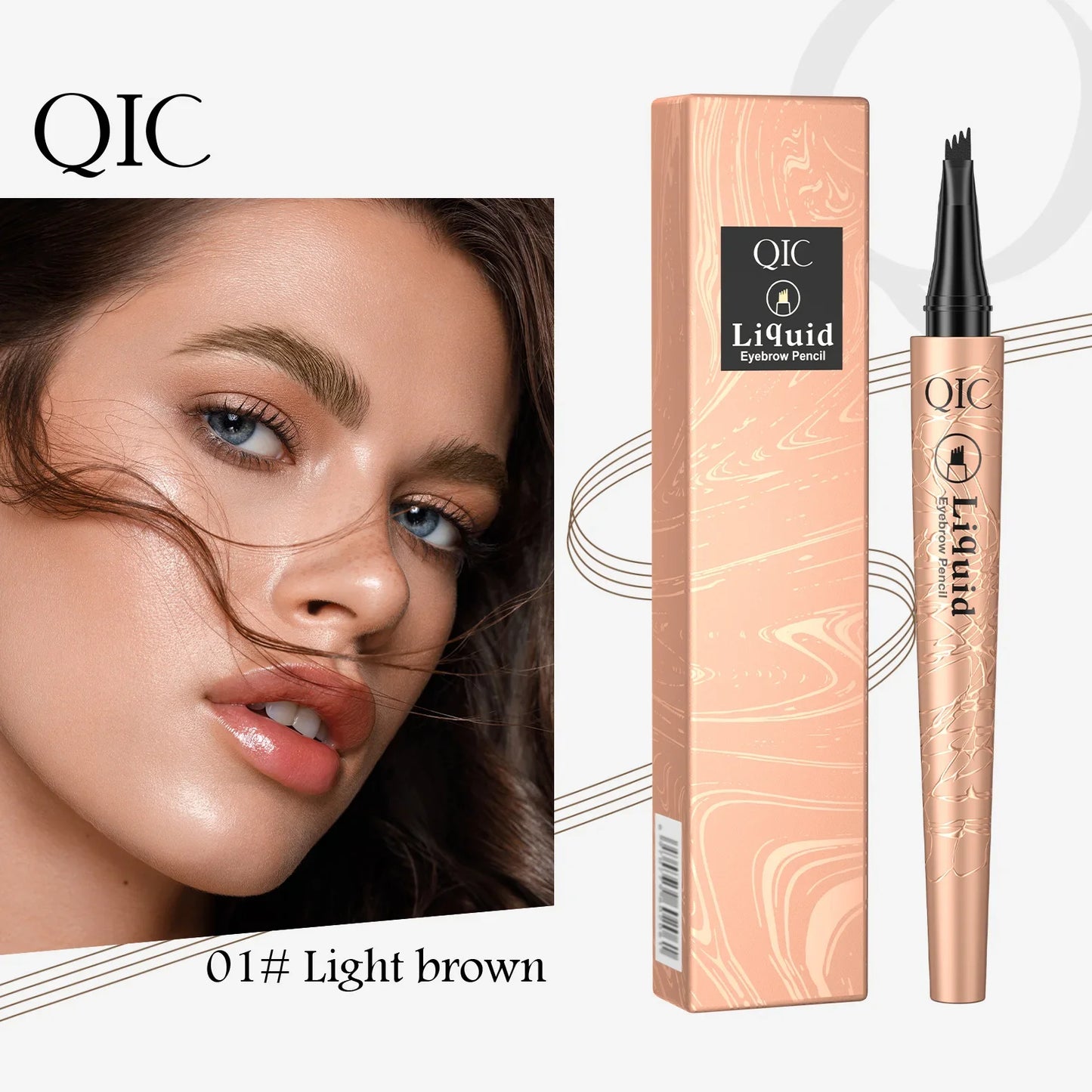 QIC 4-Tip Microblading Eyebrow Pen – Waterproof, 4 Colors