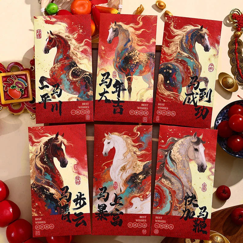2026 Year of the Horse Chinese New Year Red Envelopes – 6 Pack