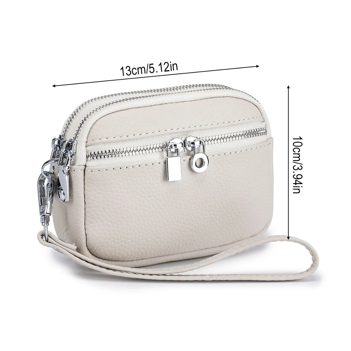 Women Mini Crossbody Bag With Double Zippers Large Capacity Coin Purse PU Leather Wallet Peaceful Pleasures Health and Wellness