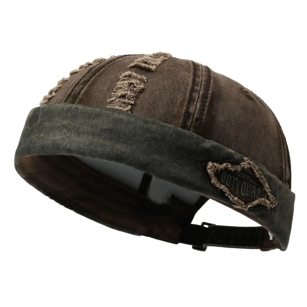 Distressed Skullcap Hat – Streetwear Hip Hop Sun Cap Unisex