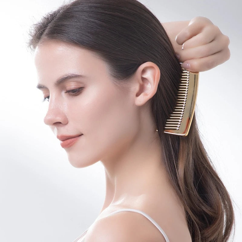 Vintage Electroplated Wide Tooth Comb, Portable Height Fixed Hair Styling Tool, Ideal for Travel, Durable & Easy Grip Design Peaceful Pleasures Health and Wellness