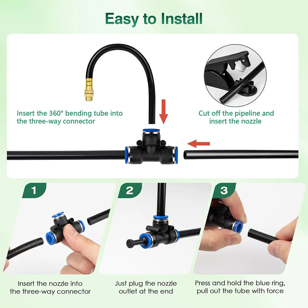 20/30/50cm 360° Free-bend Misting Nozzle Adjustable Brass Atomization Sprayer Garden Irrigation Watering for 6/8/10/12mm PE Hose Peaceful Pleasures Health and Wellness