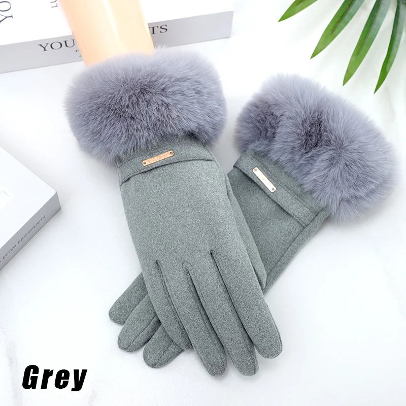 Women's Touchscreen Winter Gloves | Faux Fur Windproof Knit