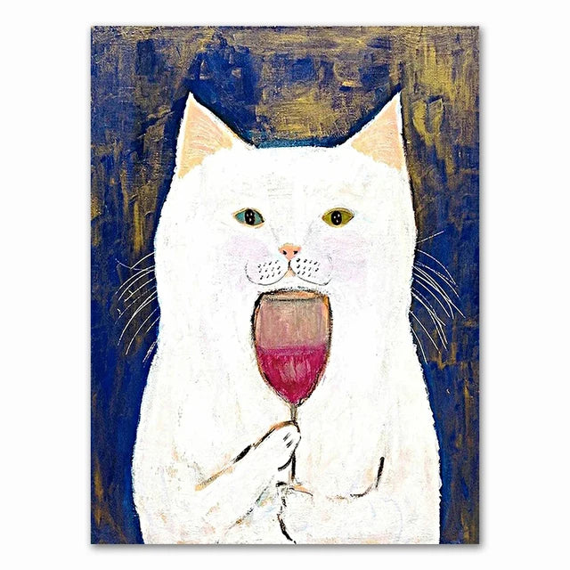 Wall Art Mural Modern Cartoon Cat And Dog Haircut Humor Poster Canvas Painting Hand-Painted Picture Printing Home Room Decor Peaceful Pleasures Health and Wellness 6 40x60cm Unframed