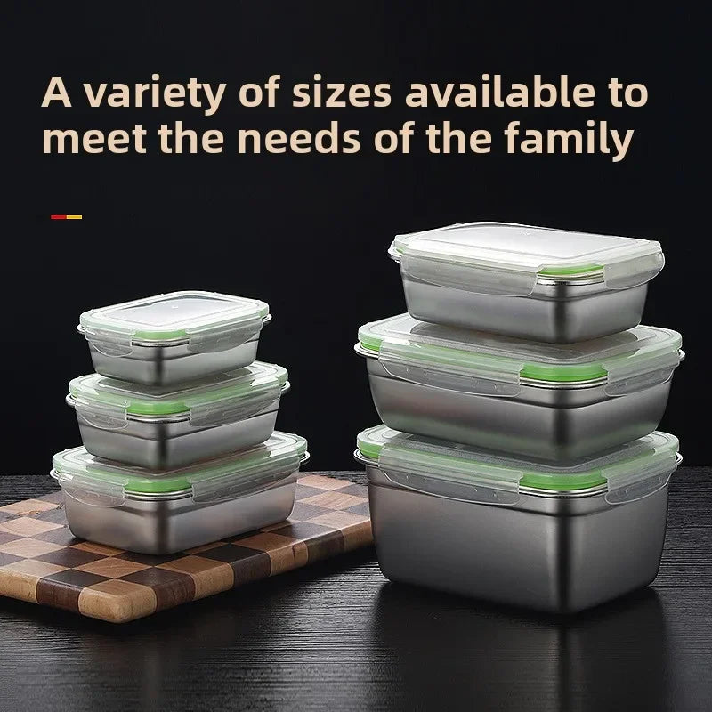 Stainless Steel Food Storage Container Fresh Keeping Crisper Box Insulated Kitchen Sealing Home Office Organizer Kitchen Items Peaceful Pleasures Health and Wellness