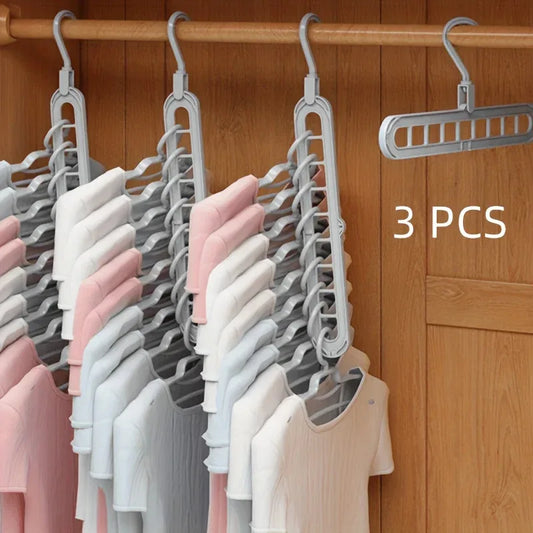 3pcs, Plastic 9-Hole Foldable Hangers, Heavy Duty Space Saving Clothes Organizer Hangers, For Room, Closet, Wardrobe, Home & Dor Peaceful Pleasures Health and Wellness