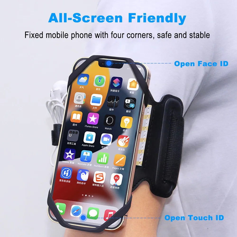 Running Armband Wristband Bracke 360 ° Rotatable Phone Holder Suitable For 4-7-inch Smartphones Card Pocket For Running Bicycles Peaceful Pleasures Health and Wellness