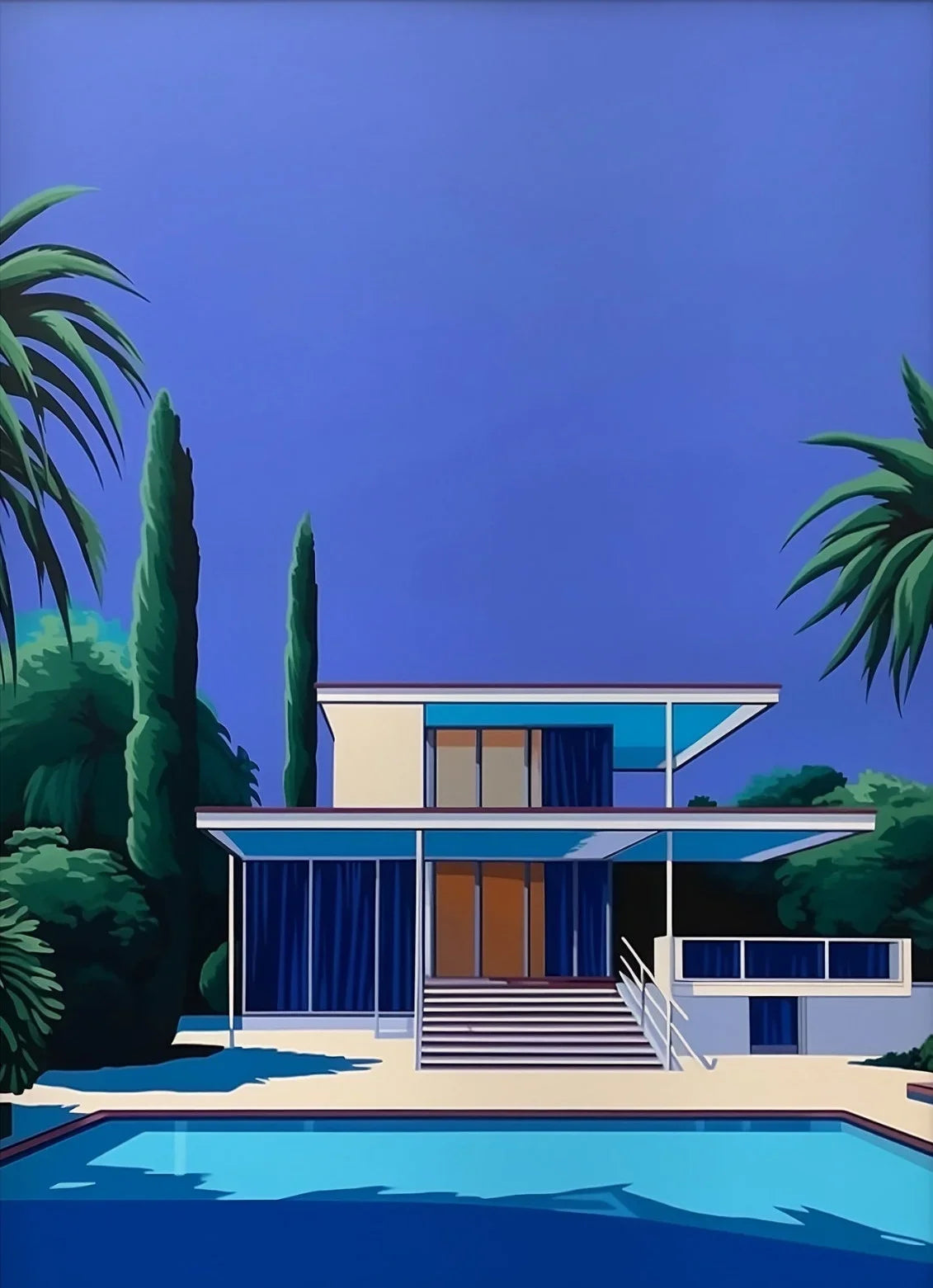 Vintage Hiroshi Nagai Pop Poster Retro 80's Beach Summer Pool Surrealism Canvas Painting Wall Art for Living Room Home Deco Peaceful Pleasures Health and Wellness