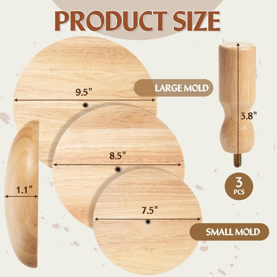 1pcs DIY 7.5/8.5/9.5 in Plaster Molds Wood Pottery Tools with Handle for Bowls Plate Dish Slump Press Mold Pottery Molds Peaceful Pleasures Health and Wellness