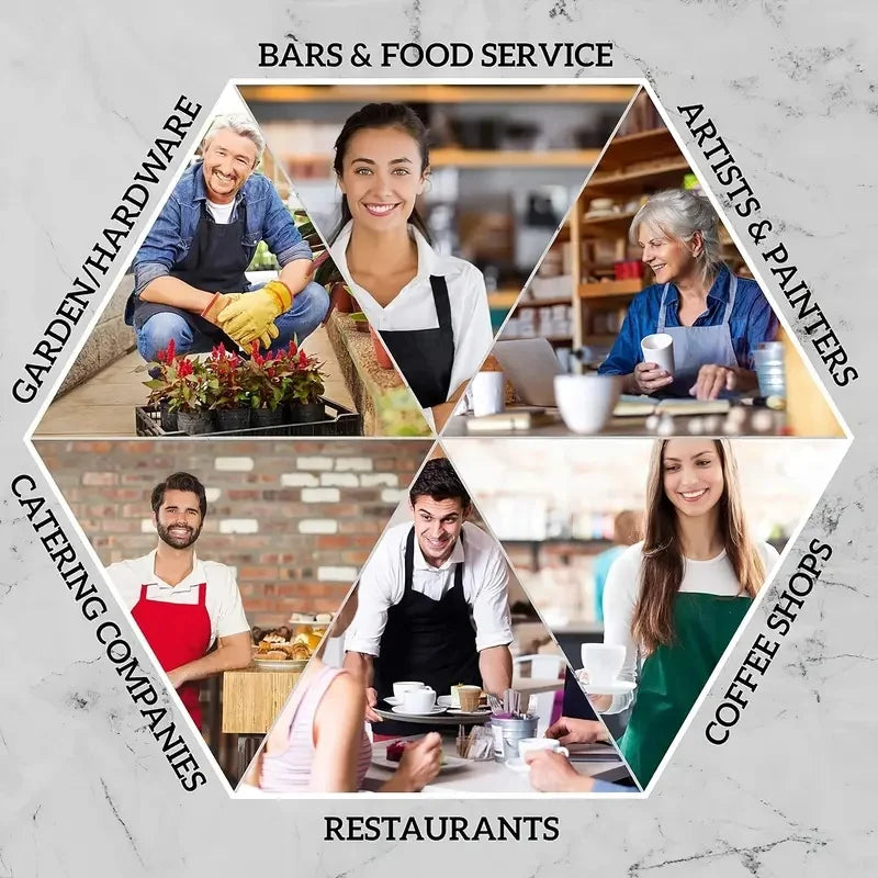 5Pcs Black Aprons - with Large Pockets, Durable Polyester Fabric, Waterproof and Stain Resistant, Unisex Bbq Aprons, Suitable for Home, Work, Restaurant Waiters, Cooking Aprons, Hairdressers - Easy to Clean Peaceful Pleasures Health and Wellness
