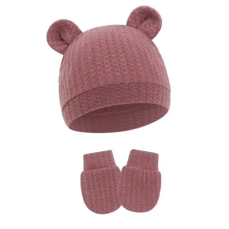 Newborn Baby Hat & Mittens Set | Soft Cotton, 0–6 Months