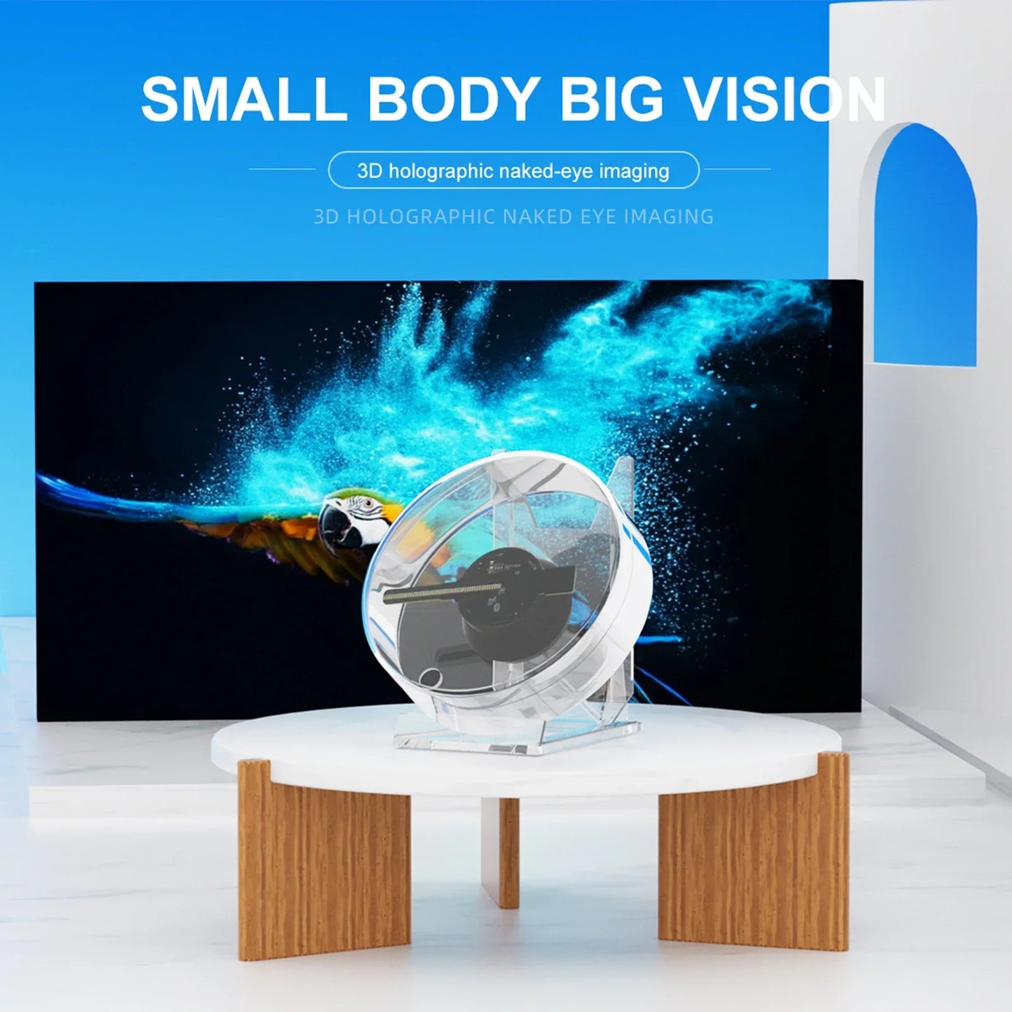 Mini 3D Holographic Projector Fan – LED Hologram Display