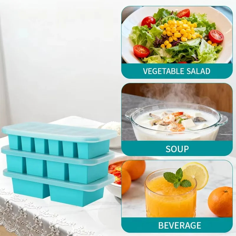 Large Capacity Silicone Freezer Tray | BPA-Free with Lid