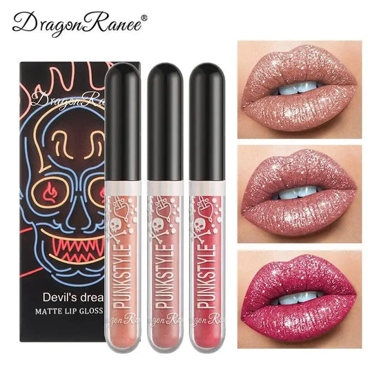 Dragon Ranee Halloween Lip Gloss Set – Sparkling Purple & Black Trio Lip Gloss Set Oasis Select