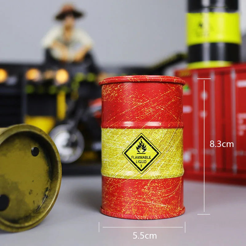 Iron Mini Oil Drum Model Chemistry Car Storage Box Desktop Decoration