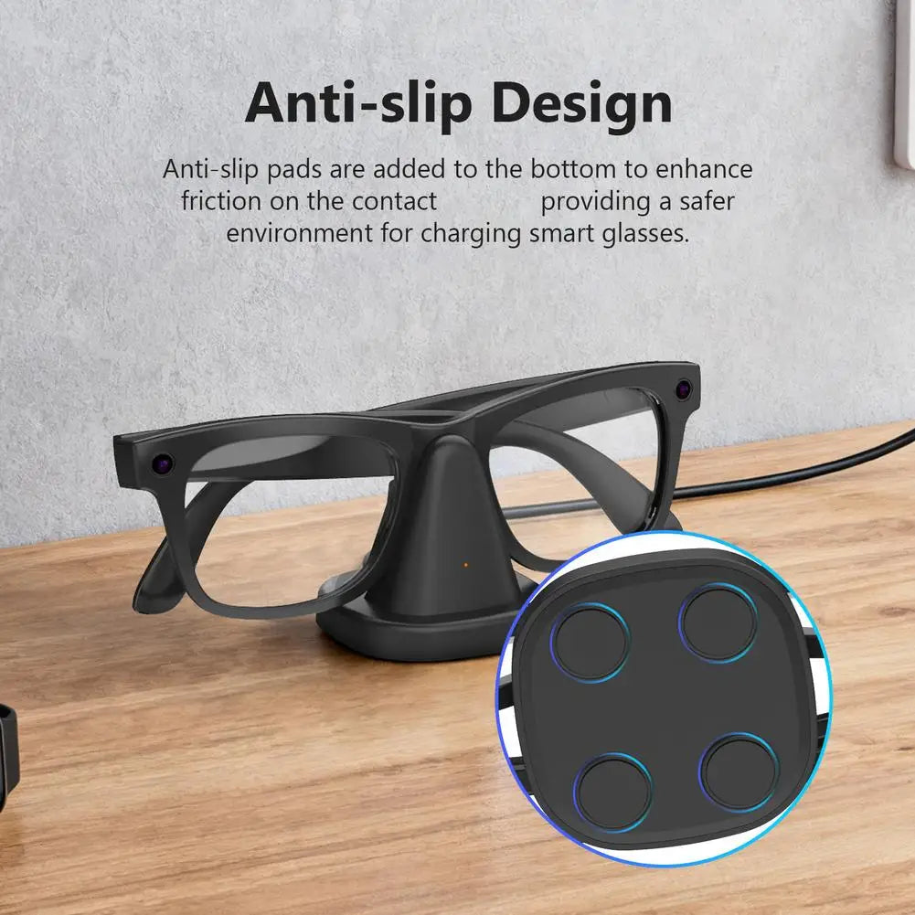 For Ray Ban Meta Charging Dock, Safe Charging Chip, Smart AI Glasses Base, Fast Charging Mini Non-slip Portable Charging Dock Peaceful Pleasures Health and Wellness