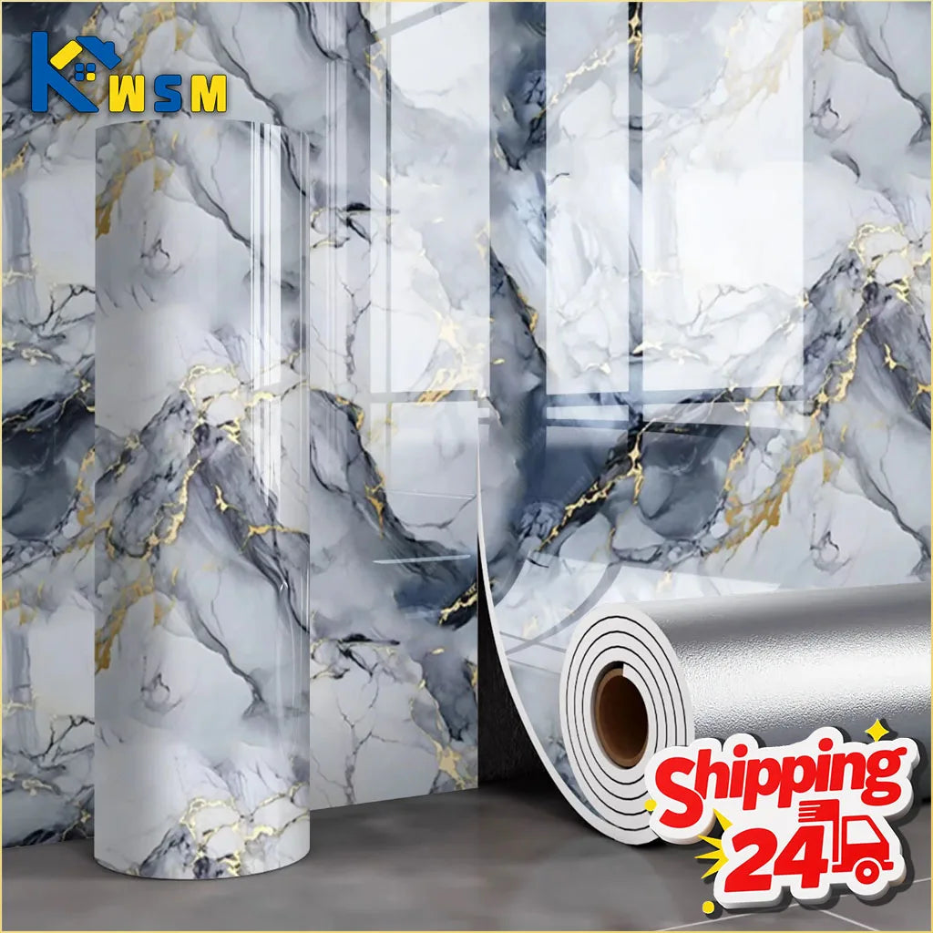 Self-Adhesive Marble Wallpaper – Waterproof Faux Tile Sticker