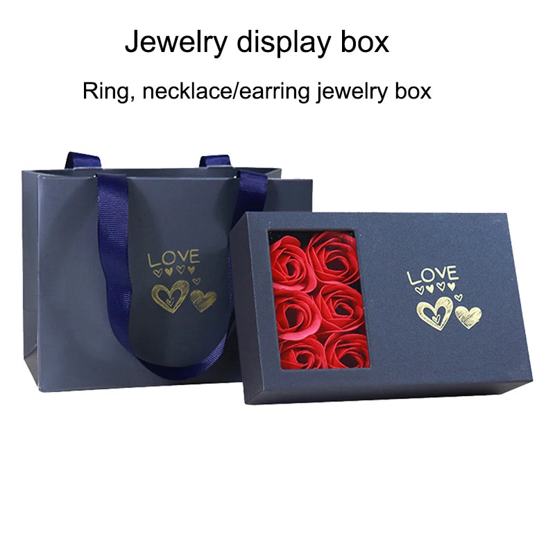Rose Gift Box Eternal Flower Ring,Pendant,Earrings,Necklace,Jewelry Box 6 Valentine's Day Rose Gift Box Packaging Box Jewelry St Peaceful Pleasures Health and Wellness