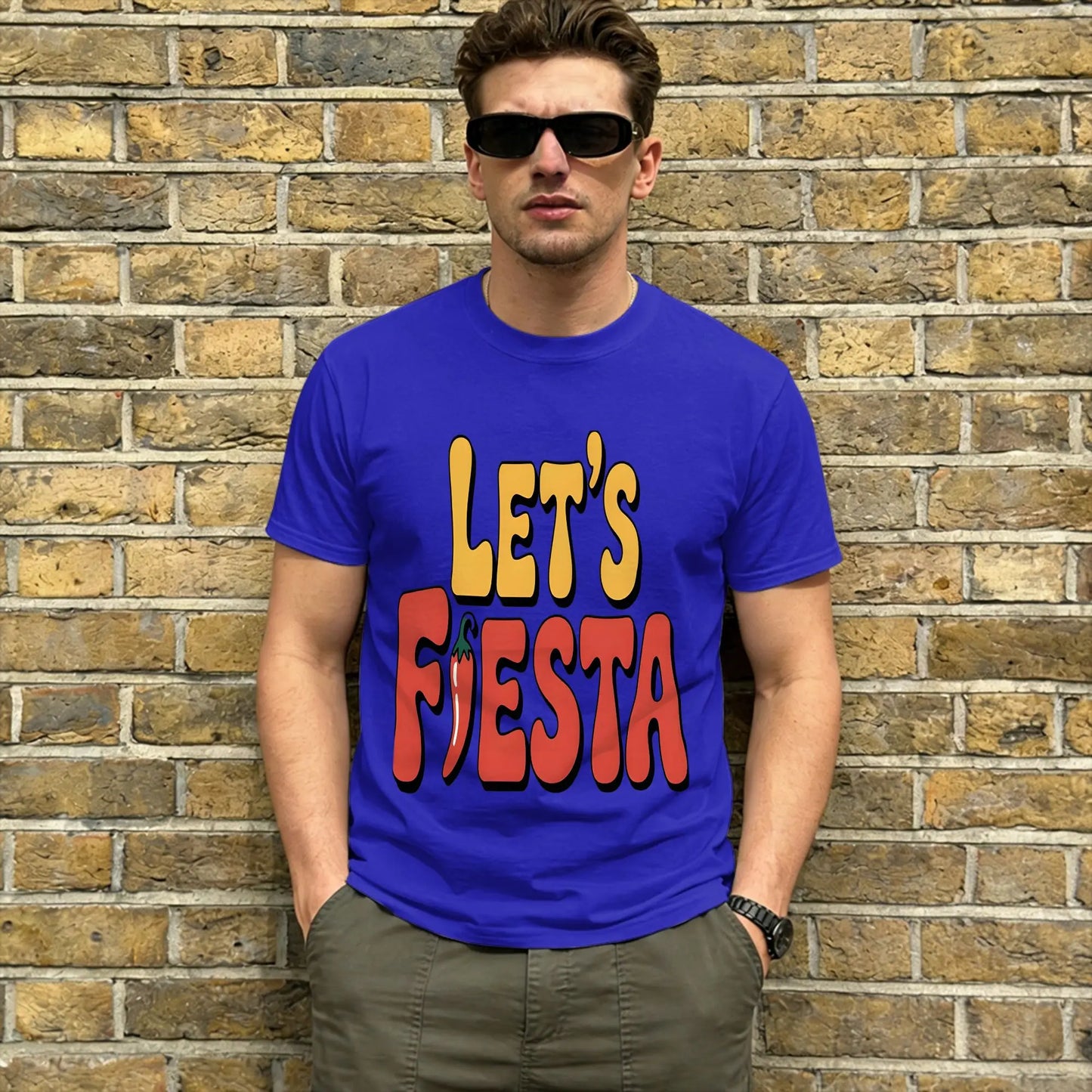 Vintage T Shirt Summer Let's Party Fiesta Trendy Cool T Shirts 100% Cotton Tee Shirt for Men Y2K Fun Cheap Short Sleeve Tops Peaceful Pleasures Health and Wellness Blue M