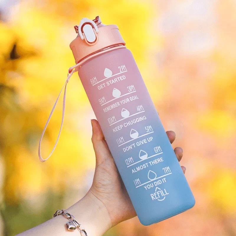 2L Motivational Water Bottle with Straw & Time Scale