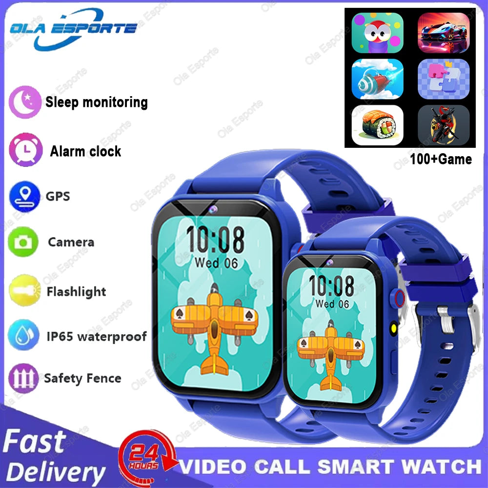 Game Kids Smartwatch 300mAh HD Screen HD Camear Outdoor LED Flashlight Watch Multifunctional Alarm Clock Computer Smart Watch Peaceful Pleasures Health and Wellness 2Bl