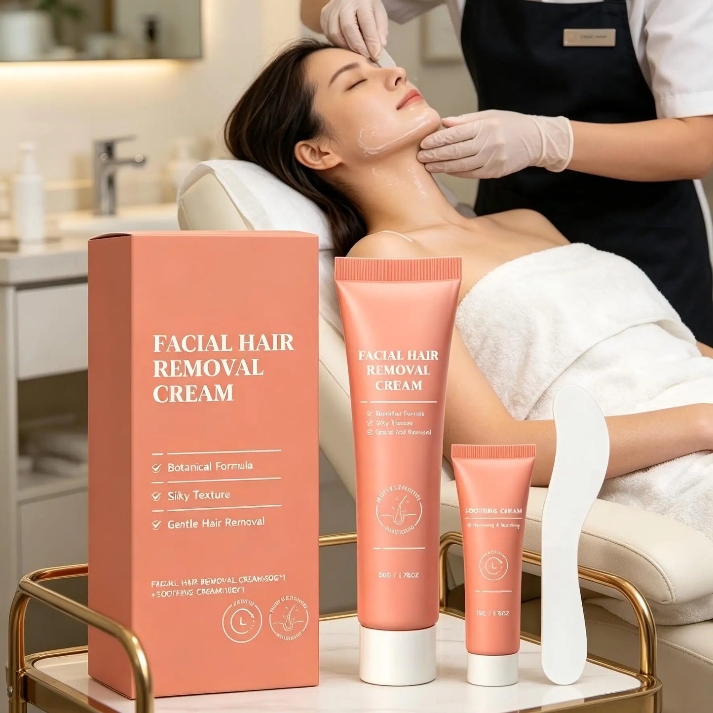 Facial Hair Removal Cream & Soothing Repair Kit | Women