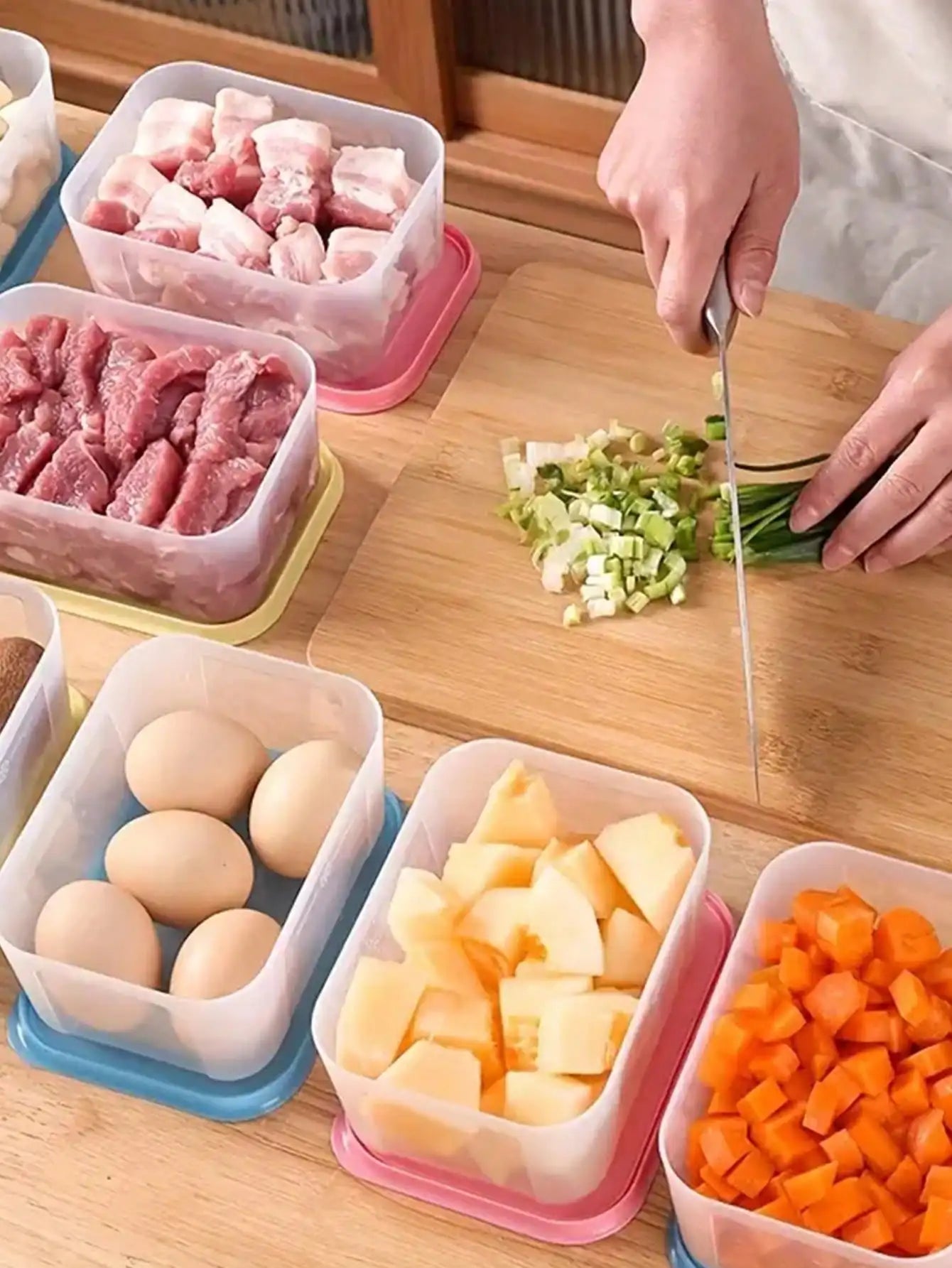 1pc-4pcs Reusable Transparent Fridge Storage Box for Fruits Vegetables Meat Eggs Kitchen Container kitchen storage container Peaceful Pleasures Health and Wellness