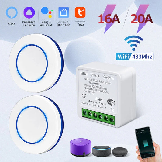 Tuya WiFi Smart Switch 20A RF433MHz – App & Voice Control WiFi Smart Switch Oasis Select