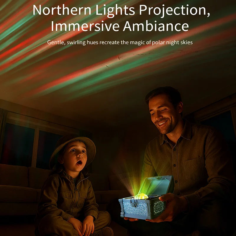 Treasure Chest Projector Night Light Bluetooth Speaker Galaxy Aurora Projection Lamp Ambient Northern Light For Room Decoration Peaceful Pleasures Health and Wellness