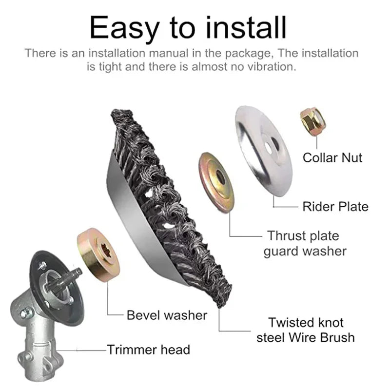 6/8 Inch Steel Wire Weed Brush Cutter Head | Universal Trimmer Peaceful Pleasures Health and Wellness