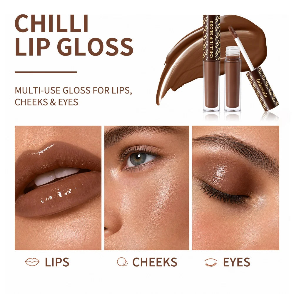 Chilli Lip Gloss Deep Hydration Natural Plumping Effect Glossy Finish Smooth Creamy Texture Chocolate Color Plumping Lip Gloss Peaceful Pleasures Health and Wellness