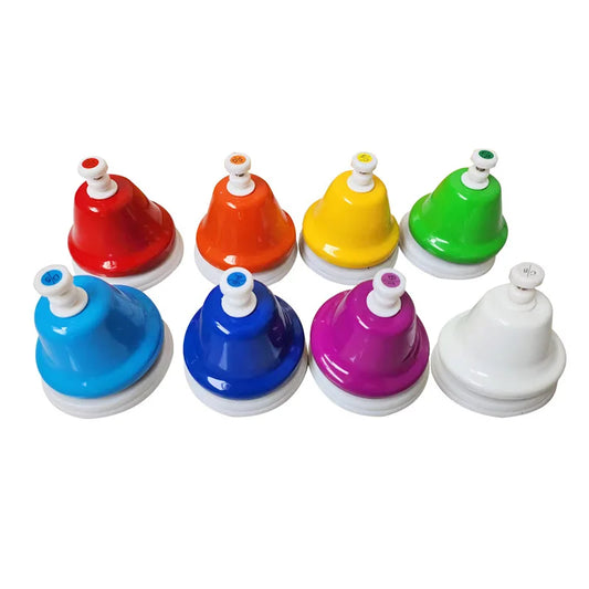 Orff Musical Instrument Handbell Colorful 8-Note Hand Bell Child Peaceful Pleasures Health and Wellness Octave