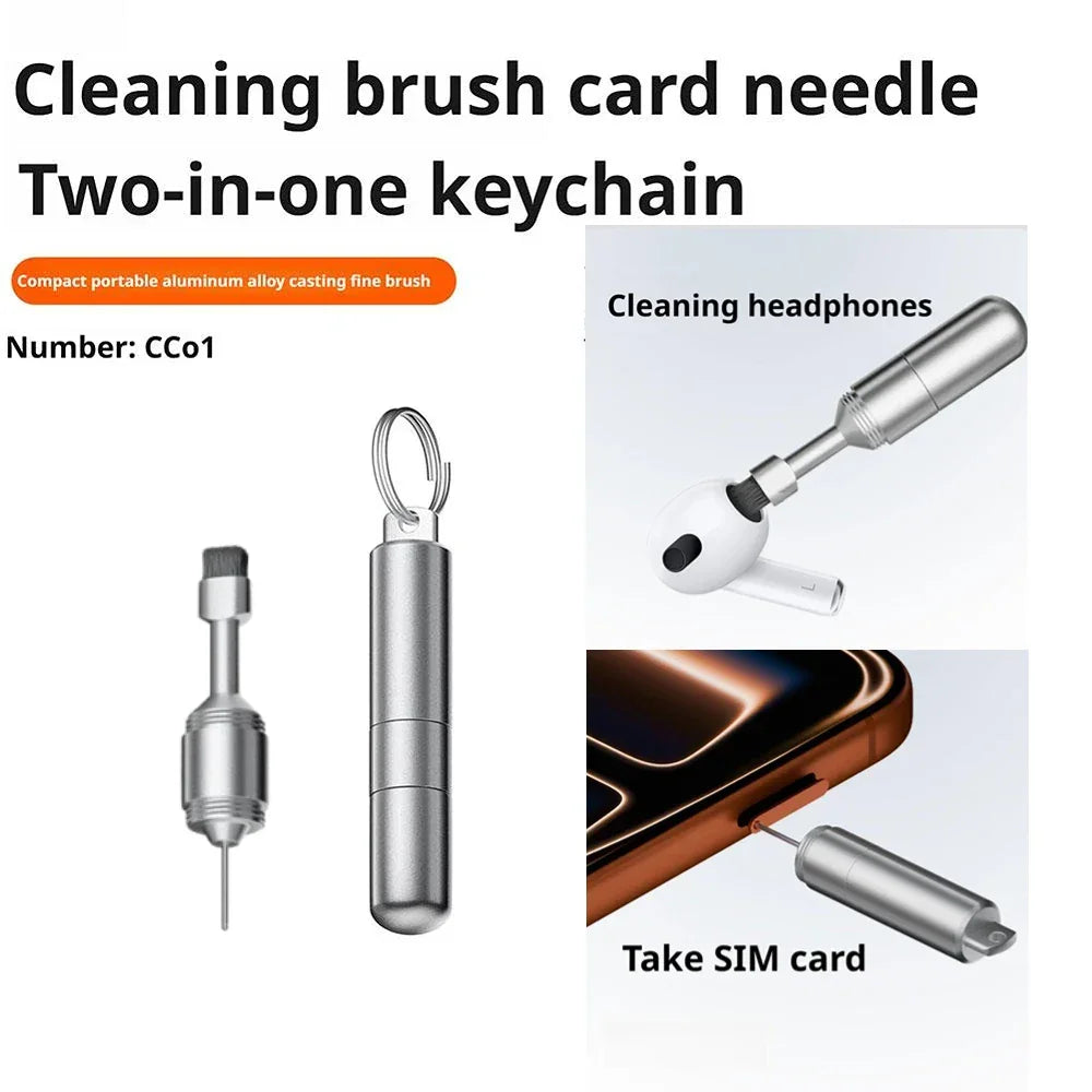 2-in-1 Aluminum Alloy SIM Card Eject Pin Keychain, Portable SIM Tray Removal Tool with Earbuds Cleaning Brush for All Smartphone Peaceful Pleasures Health and Wellness