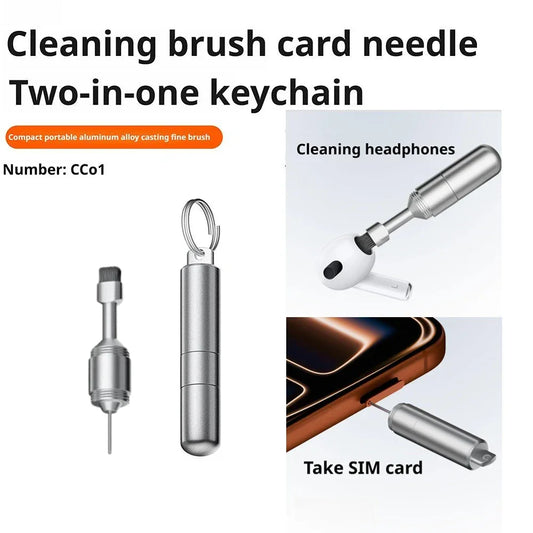 2-in-1 SIM Eject Pin & Cleaning Brush Keychain – Aluminum Alloy Peaceful Pleasures Health and Wellness