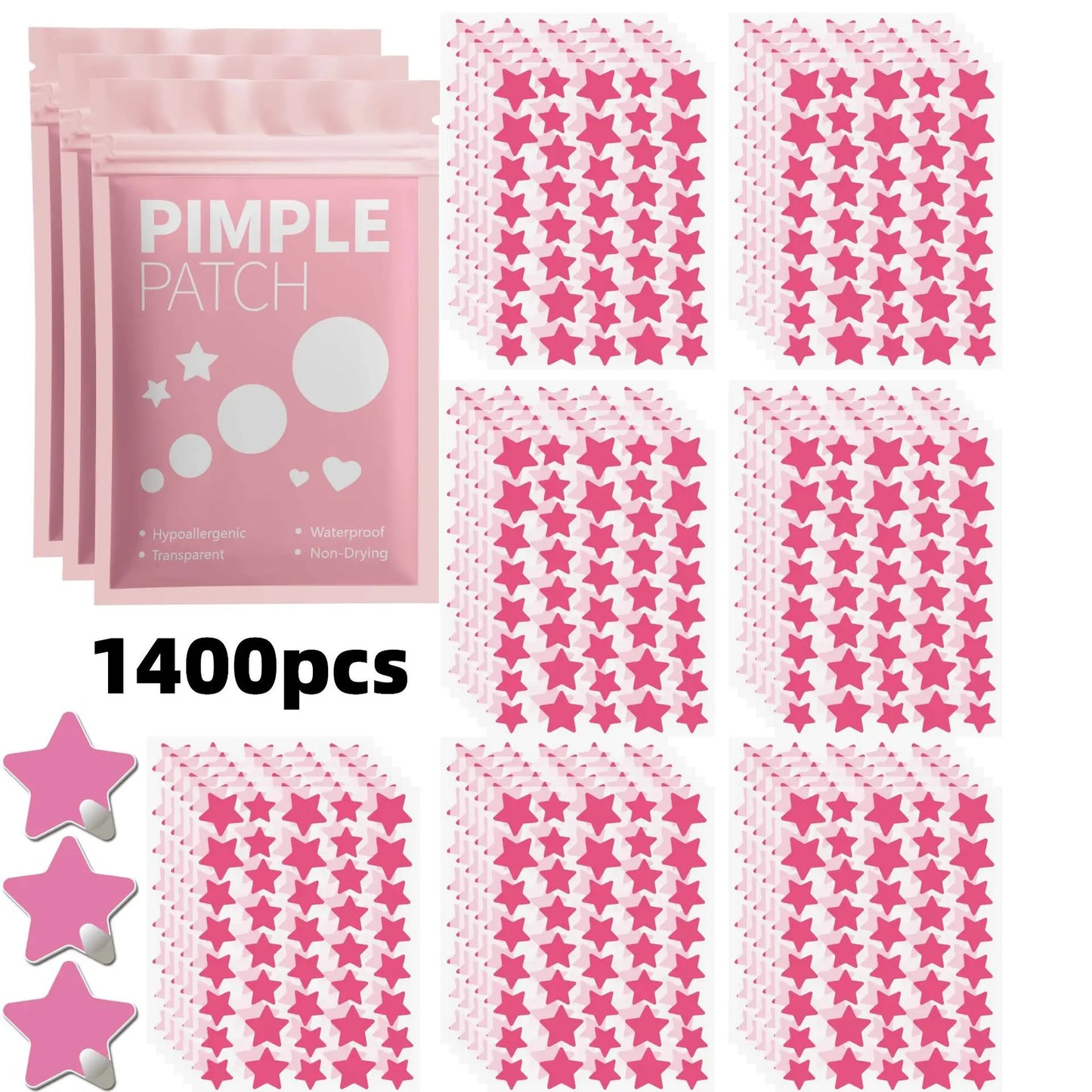 1400pcs Star Pimple Patches – Invisible Blemish Cover Stickers