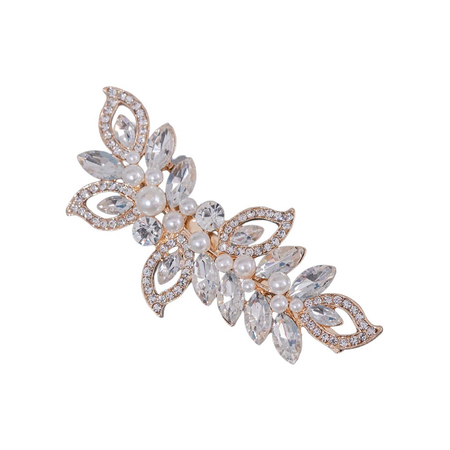 Bridal Rhinestone Pearl Hair Clip Alloy Comb Shaped Accessory With Crystal And Pearl Decoration For Wedding Dress Peaceful Pleasures Health and Wellness 3 Gold