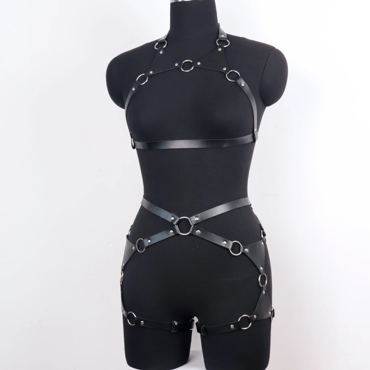 PU Leather Body Harness Leg Gothic Suspenders Forwomen Y2K Fetish
