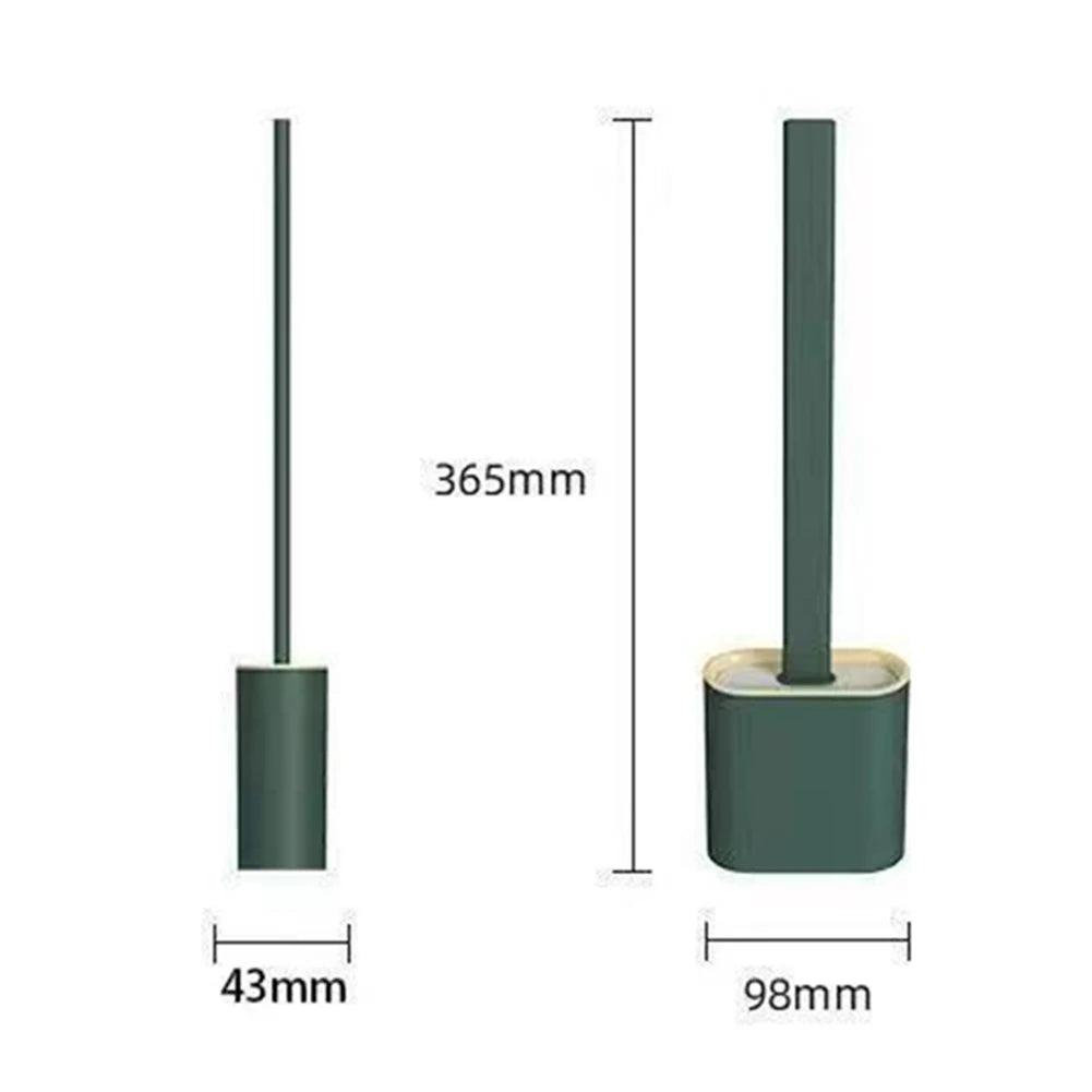 Flexible Toilet Brush Cleaner Long Handle Hanging Silicone 360 Degree No-Dead-Corner Flexible Cleaner Brush Holder Set Bathroom Peaceful Pleasures Health and Wellness