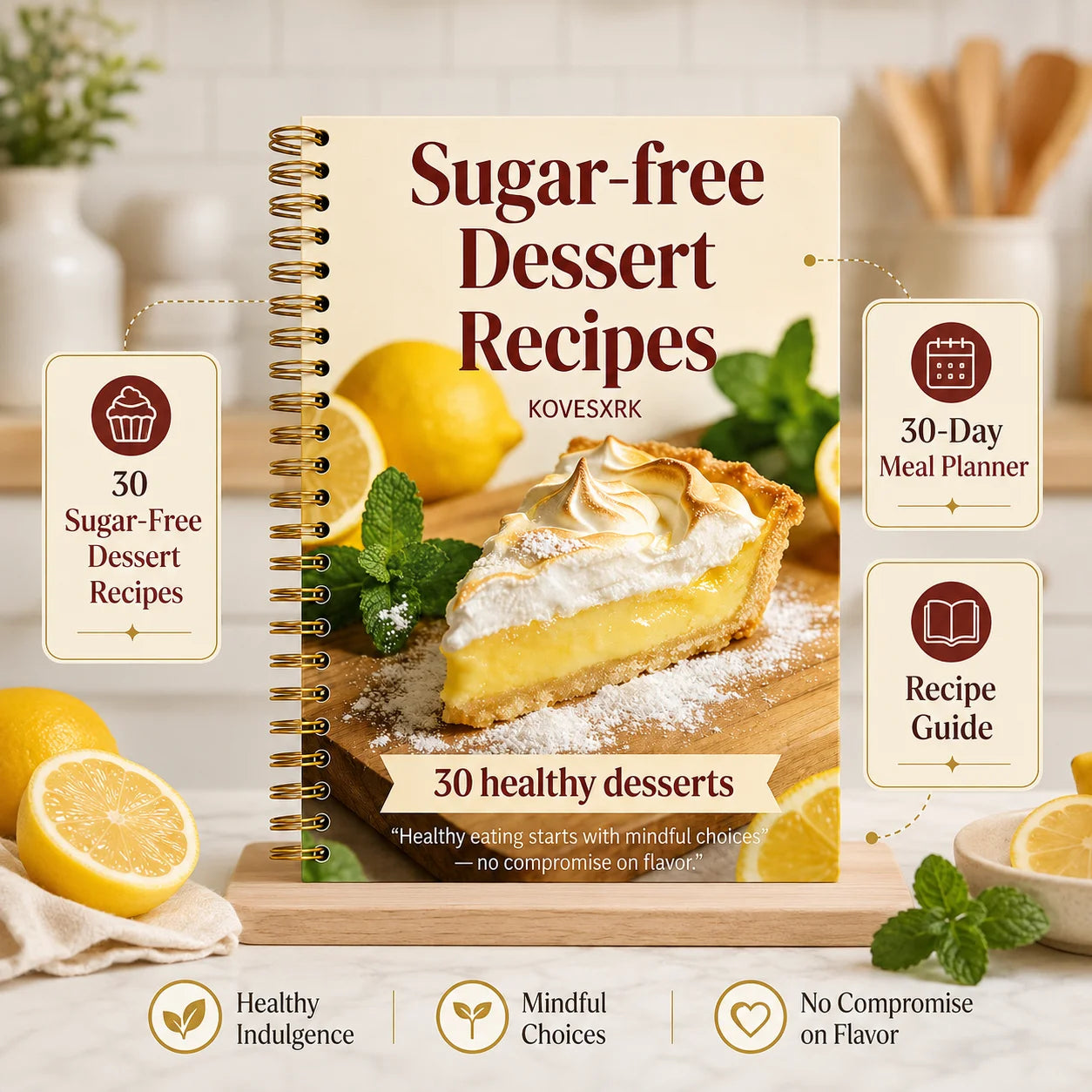 Sugar-free Dessert Recipes A5 Spiral Guide 30 Healthy Desserts 30-Day