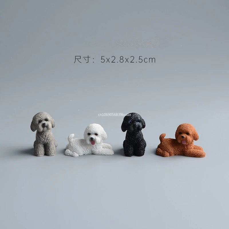 Simulation Poodle Dog Figures Puppy Model Resin Crafts Mini Animal Ornament Miniature Figurine Kawaii Dog Action Figures decor Peaceful Pleasures Health and Wellness