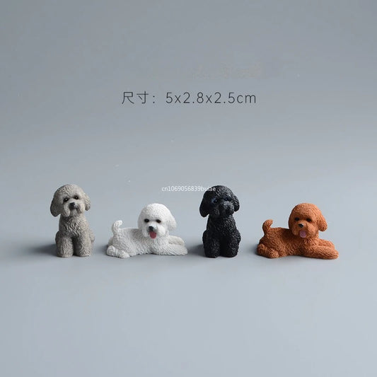 Simulation Poodle Dog Figures Puppy Model Resin Crafts Mini Animal Ornament Miniature Figurine Kawaii Dog Action Figures decor Peaceful Pleasures Health and Wellness