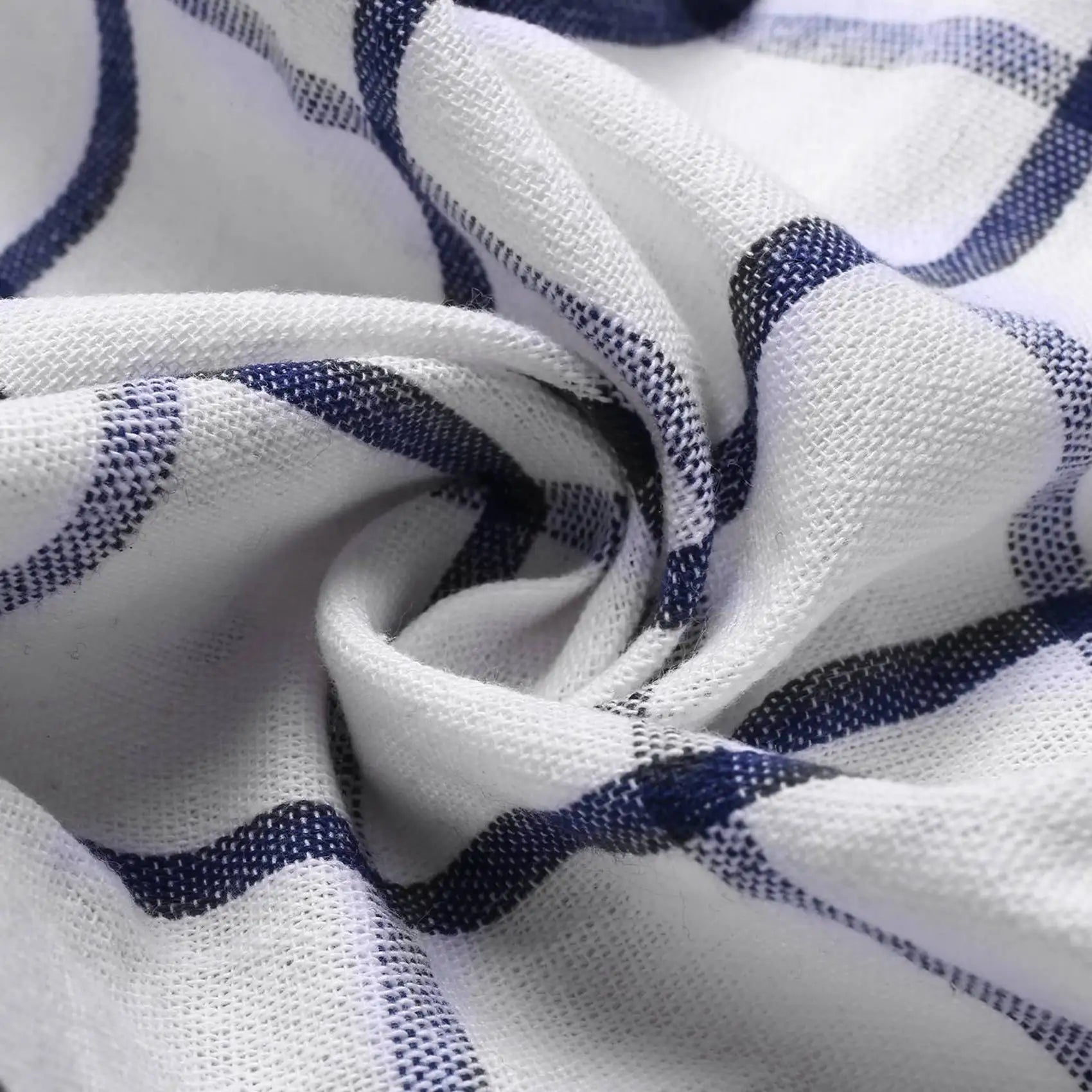 6-Piece Blue White Plaid Cotton Tea Towels | Kitchen Dish Towels Cotton Kitchen Towels Peaceful Pleasures Health and Wellness