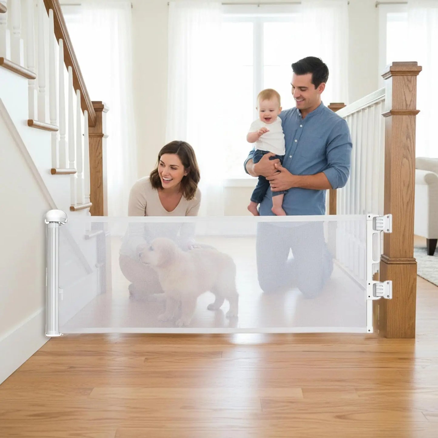 Retractable Pet Gate 17.7x59" – Safety Door Fence for Dogs
