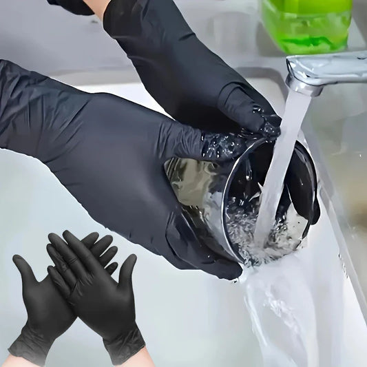 Black Disposable Nitrile Gloves – Latex Free & Oil-Proof (100pk) Disposable Nitrile Gloves Oasis Select